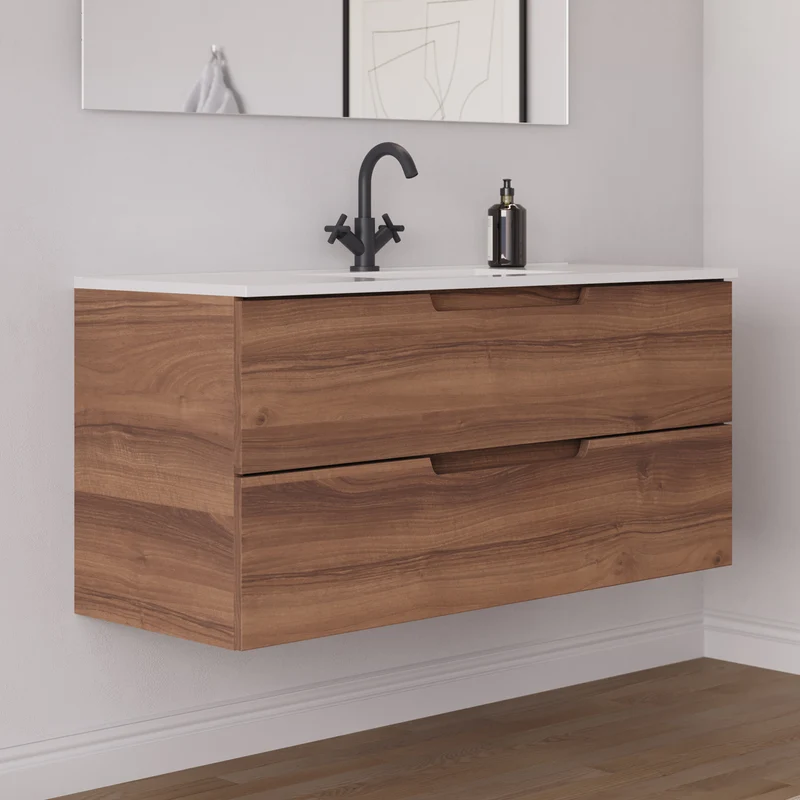 Meuble de salle de bain 120 cm simple vasque - 2 tiroirs - SONRIZA