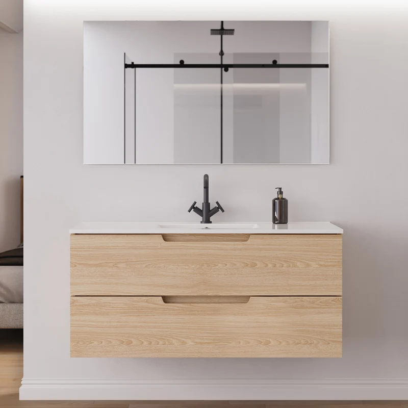 Meuble de salle de bain 120 cm simple vasque - 2 tiroirs - SONRIZA
