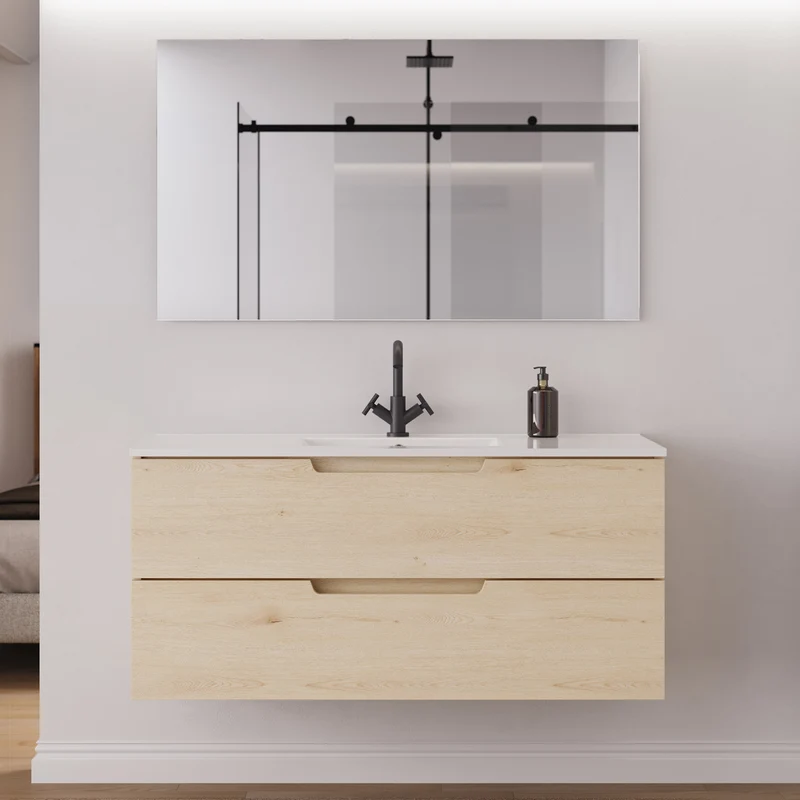 Meuble de salle de bain 120 cm simple vasque - 2 tiroirs - SONRIZA
