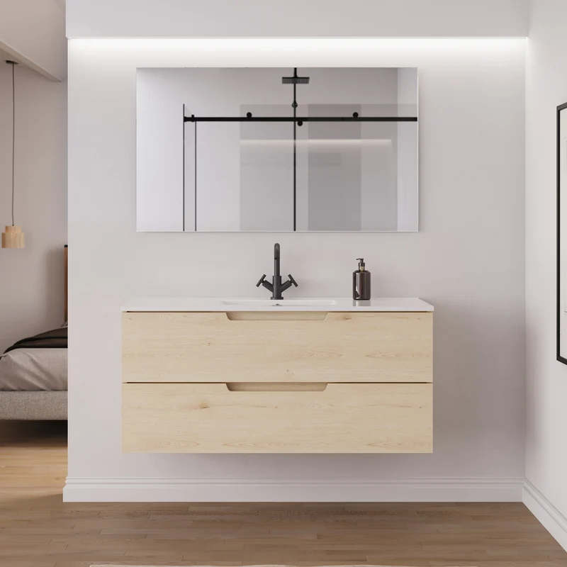 Meuble de salle de bain 120 cm simple vasque - 2 tiroirs - SONRIZA