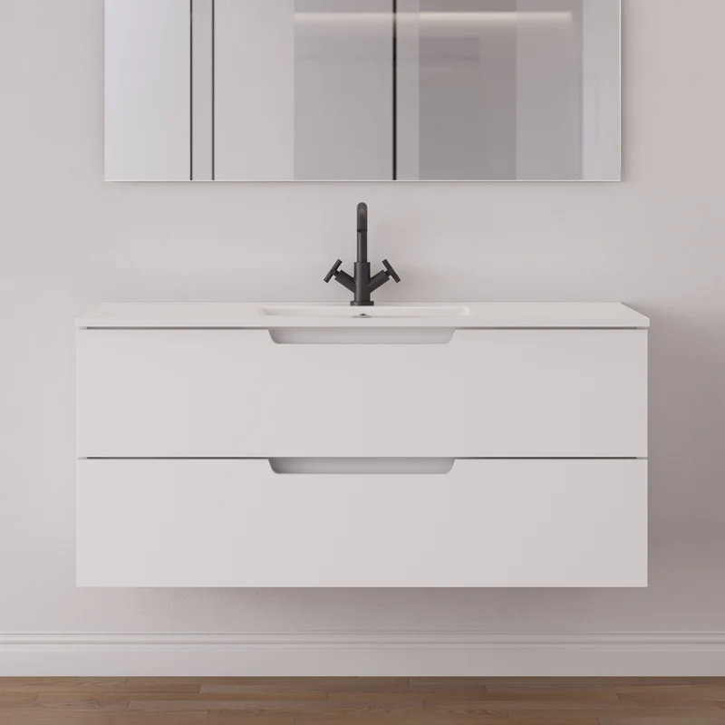 Meuble de salle de bain 120 cm simple vasque - 2 tiroirs - SONRIZA