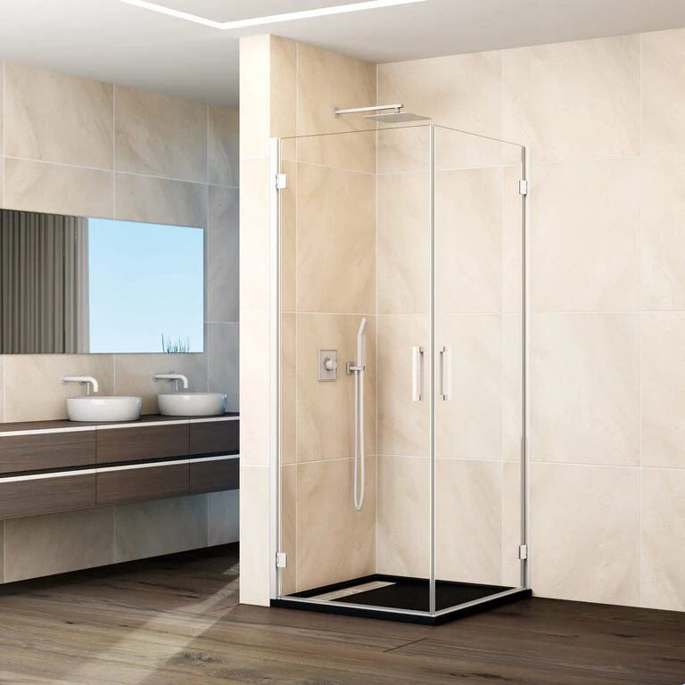 Mampara angular abatible 2 puertas GLASS