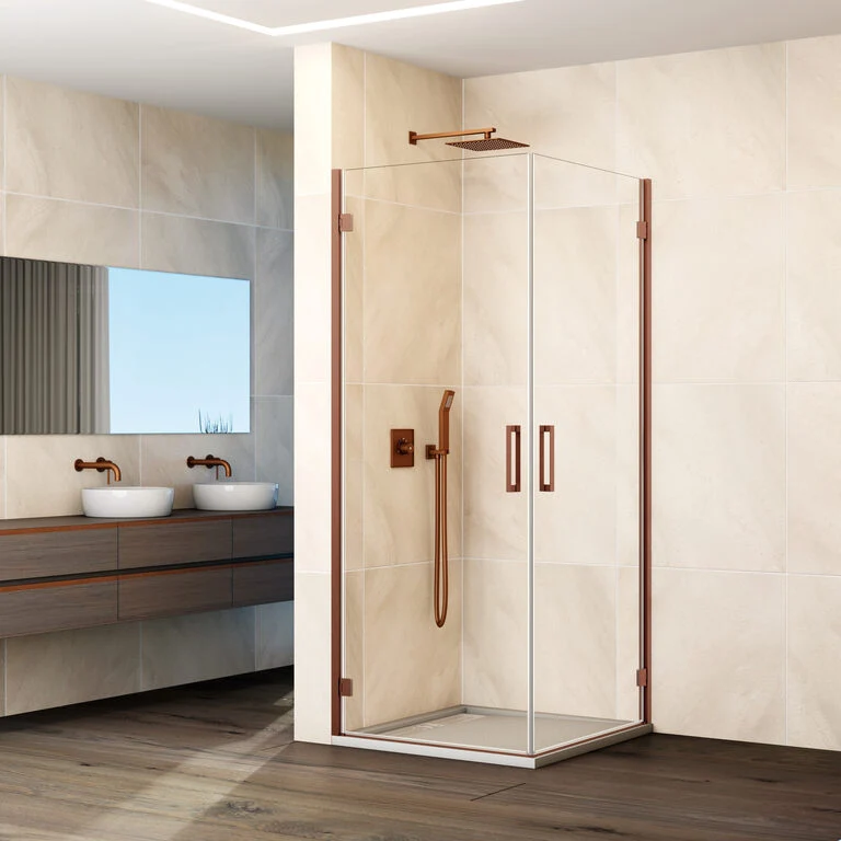 Mampara angular abatible 2 puertas GLASS