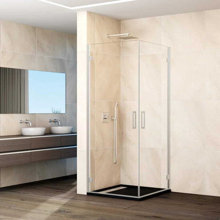 Mampara angular abatible 2 puertas GLASS
