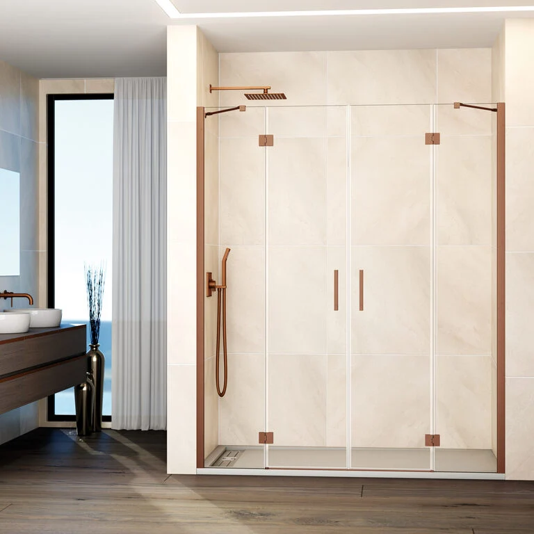 Mampara frontal abatible 2fijos+2puertas GLASS