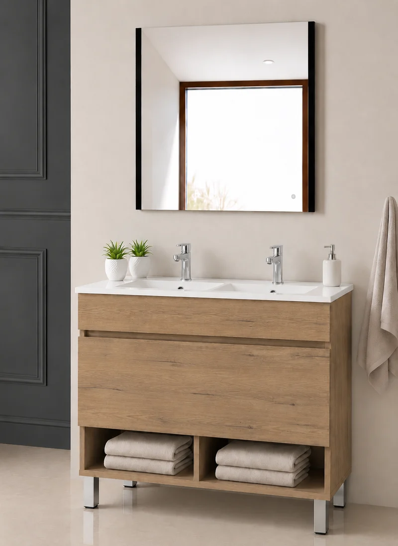 Mueble de baño con patas NEBARI con cajón y lavabo extraplano
