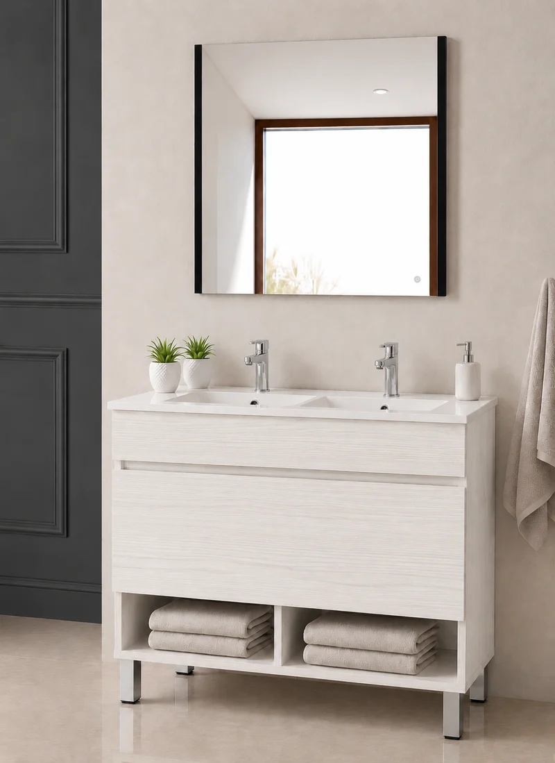 Mueble de baño con patas NEBARI con cajón y lavabo extraplano
