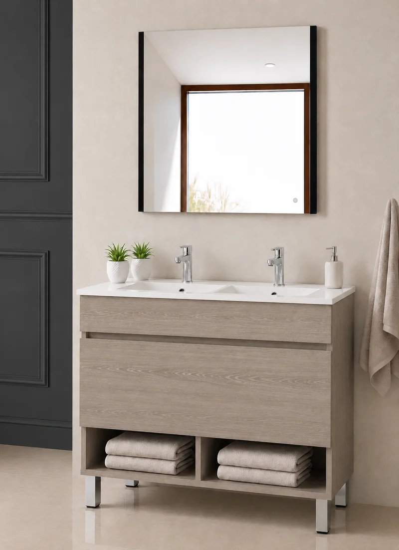 Mueble de baño con patas NEBARI con cajón y lavabo extraplano