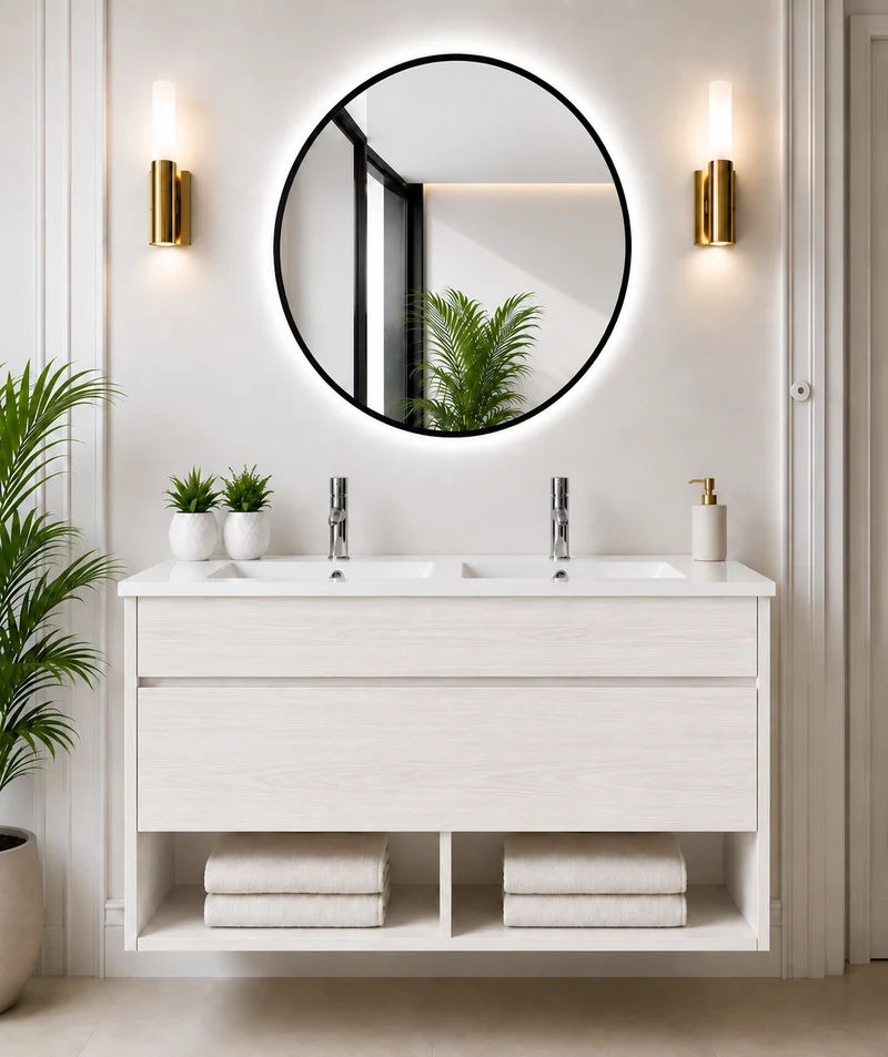 Mueble de baño suspendido NEBARI con cajón y lavabo extraplano