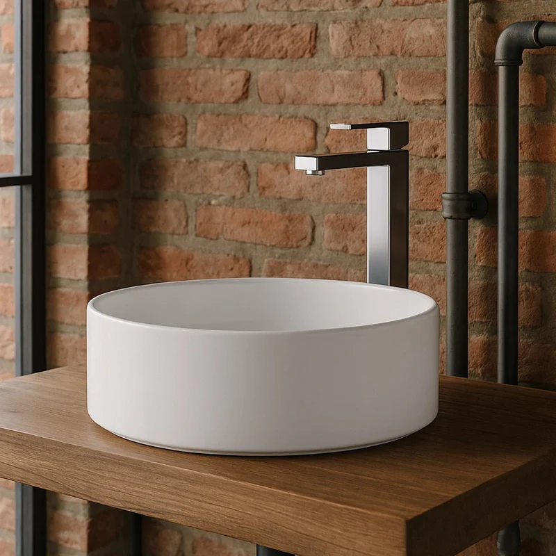 Lavabo blanco sobre encimera Oria