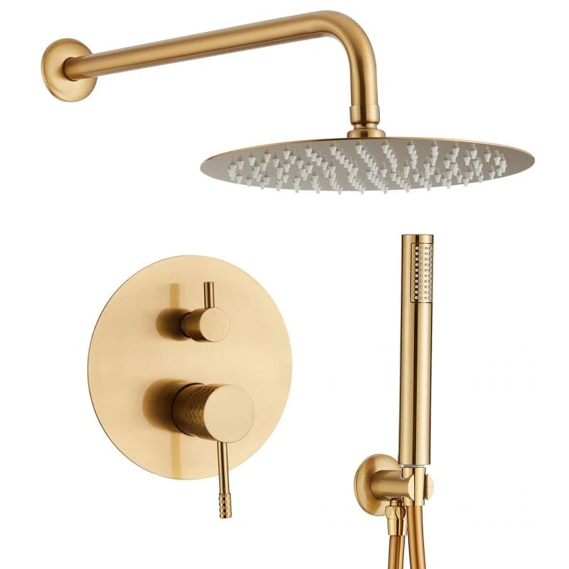 Conjunto de ducha empotrada a pared monomando CALACEITE dorado cepillado