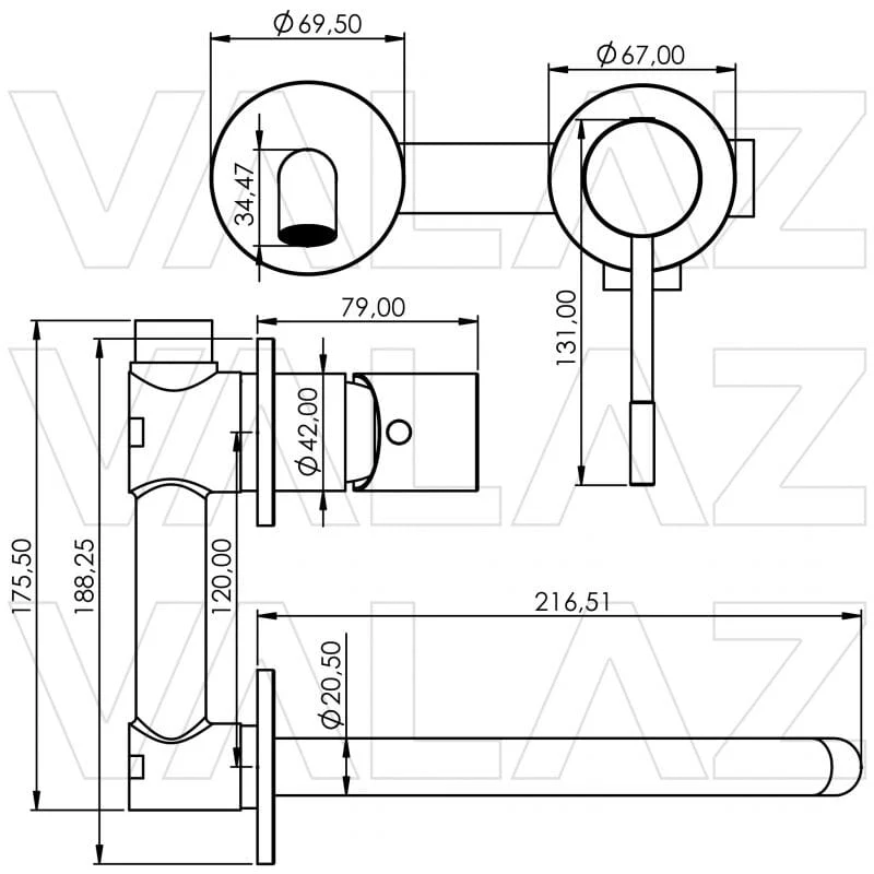 Grifo de lavabo empotrado ASTANA negro mate
