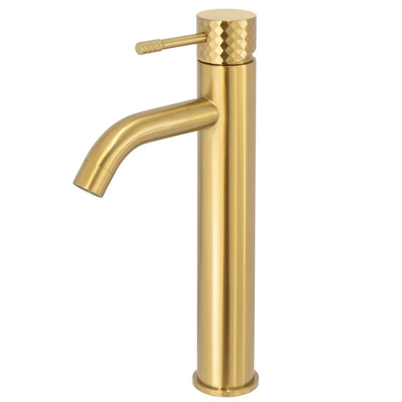 Grifo lavabo alto monomando PRAGA dorado cepillado