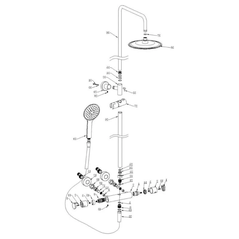 Columna de ducha termostática BOSSA negro mate
