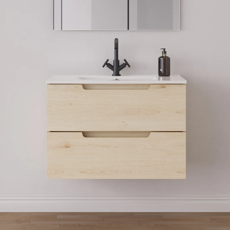 Meuble de salle de bain 60cm simple vasque - 2 tiroirs - SONRIZA