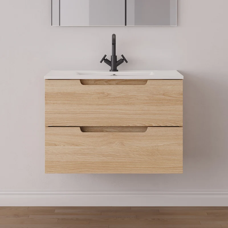 Meuble de salle de bain 60cm simple vasque - 2 tiroirs - SONRIZA