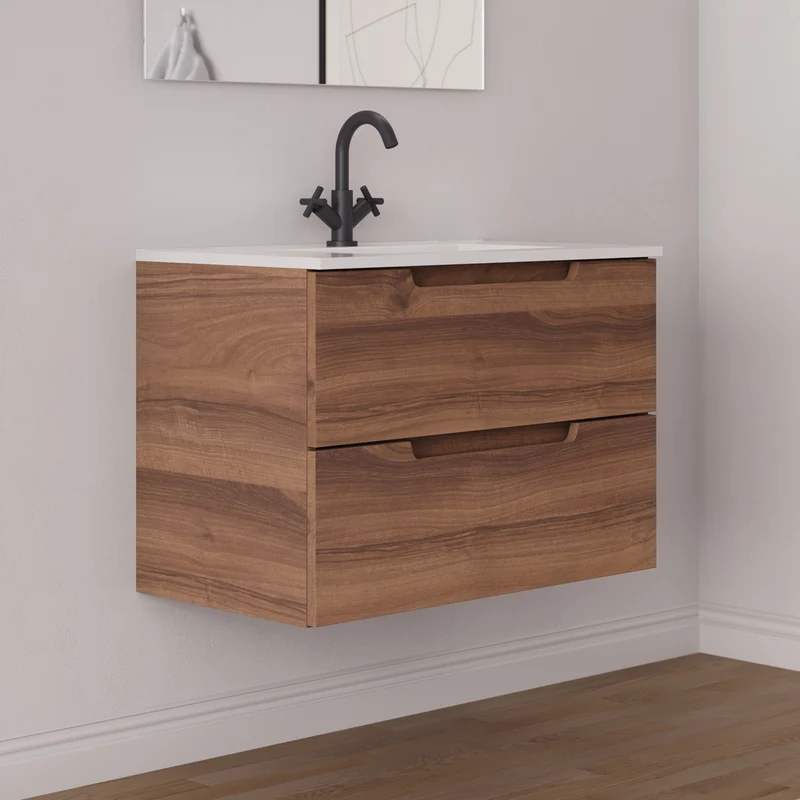 Meuble de salle de bain 60cm simple vasque - 2 tiroirs - SONRIZA
