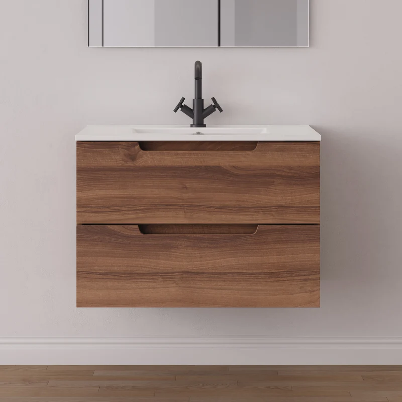 Meuble de salle de bain 60cm simple vasque - 2 tiroirs - SONRIZA