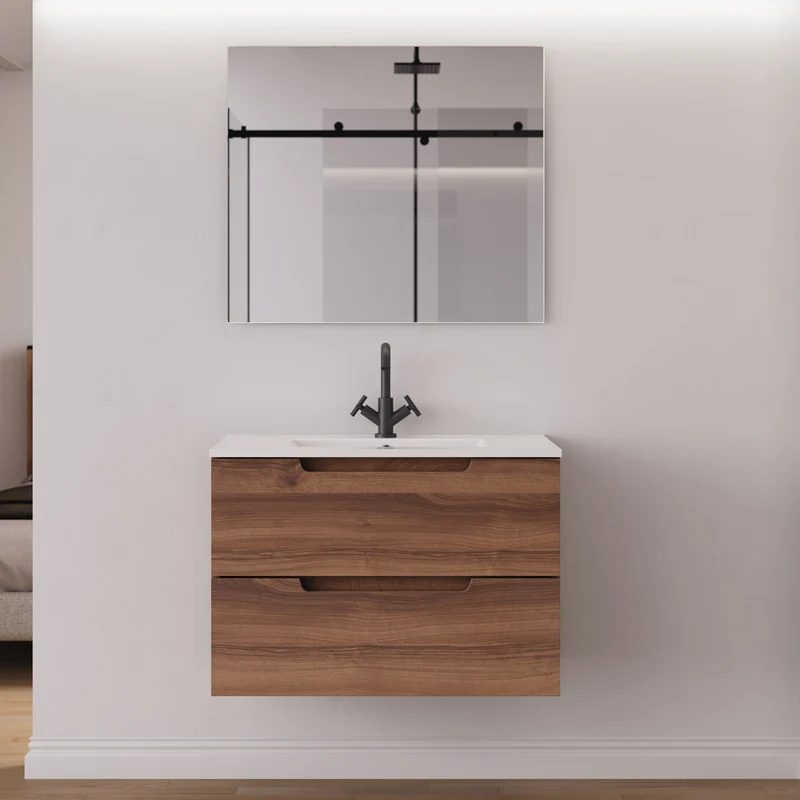 Meuble de salle de bain 60cm simple vasque - 2 tiroirs - SONRIZA