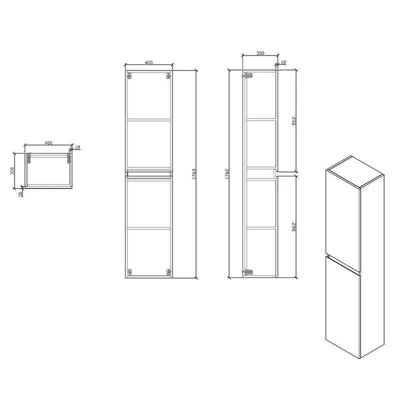 Mueble Auxiliar con Patas 176 cm VERONA - Blanco