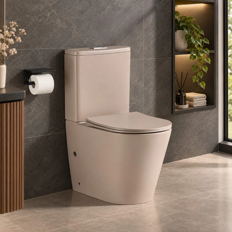 Inodoro cerámica CIPOLI cisterna baja beige mate