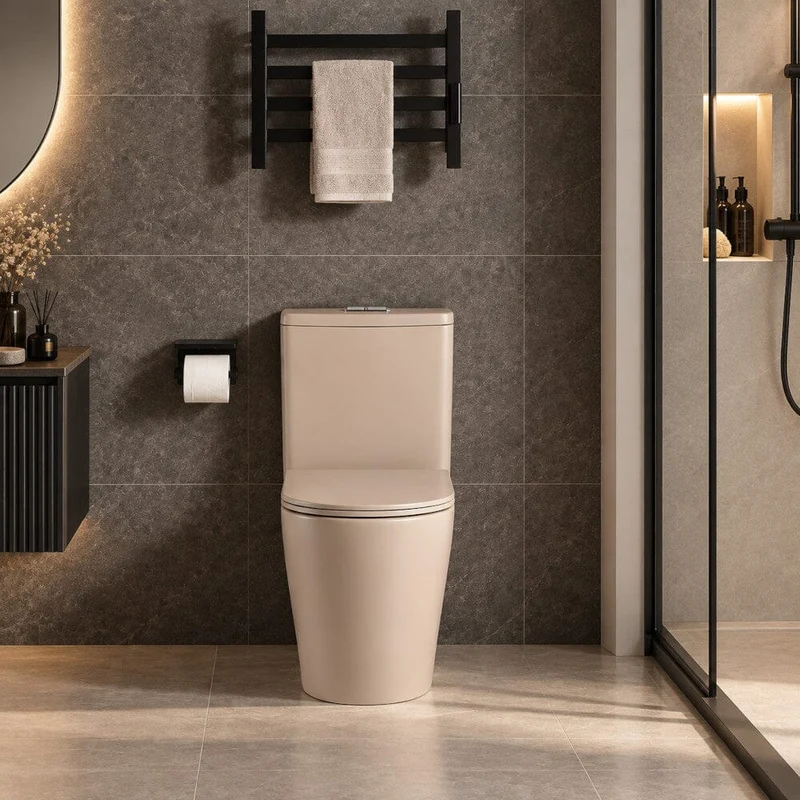 Inodoro cerámica CIPOLI cisterna baja beige mate