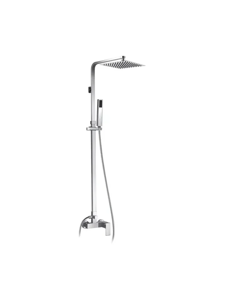 Grifo monomando de pared para ducha con formas cuadradas en acabado cromado Quadra de GME