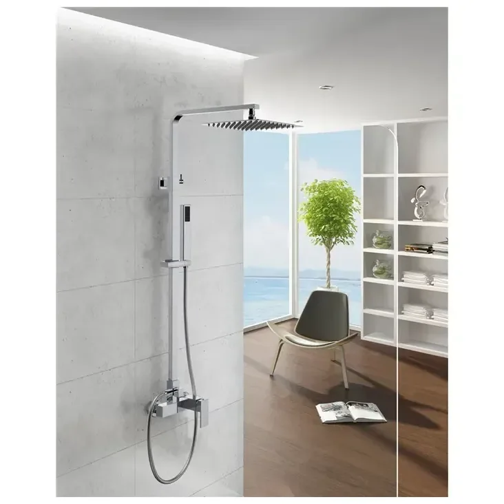 Grifo monomando de pared para ducha con formas cuadradas en acabado cromado Quadra de GME