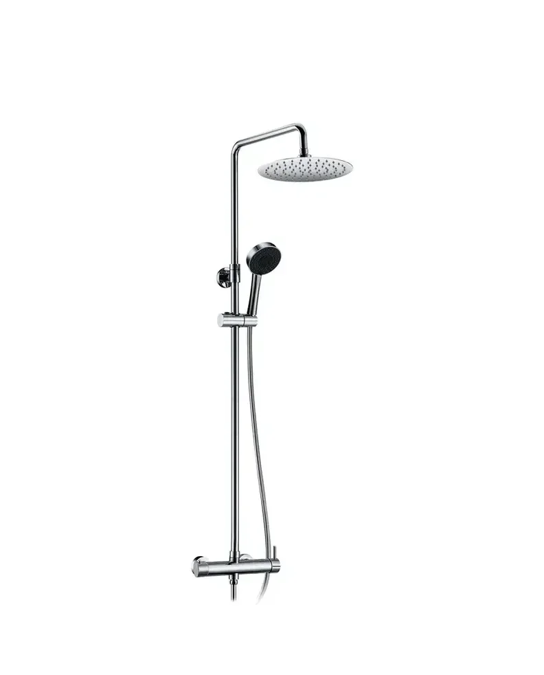 Conjunto de ducha monomando con barra telescópica y teleducha regulable Round GME
