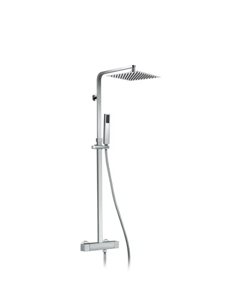 Grifo termostático de pared para ducha de formas cuadradas en acabado cromado Quadra Élite de GME