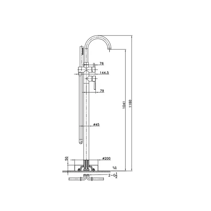 Grifo para bañera exento monomando fabricado en latón con un acabado cromado Round de GME