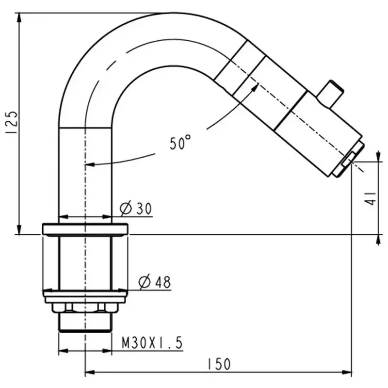 Grifo de bidé monomando con control de temperatura y acabado cromado IO´S-5 de GME