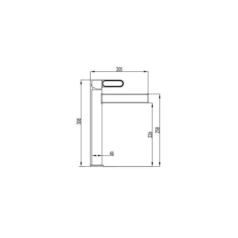 Grifo monomando caño alto para lavabo fabricado con latón con un acabado en color negro Dior de GME