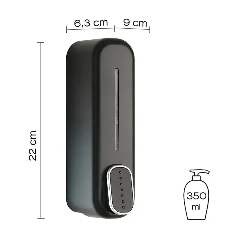 Dosificador de jabón a pared con capacidad de 350 ml y acabado negro mate portland de Imex