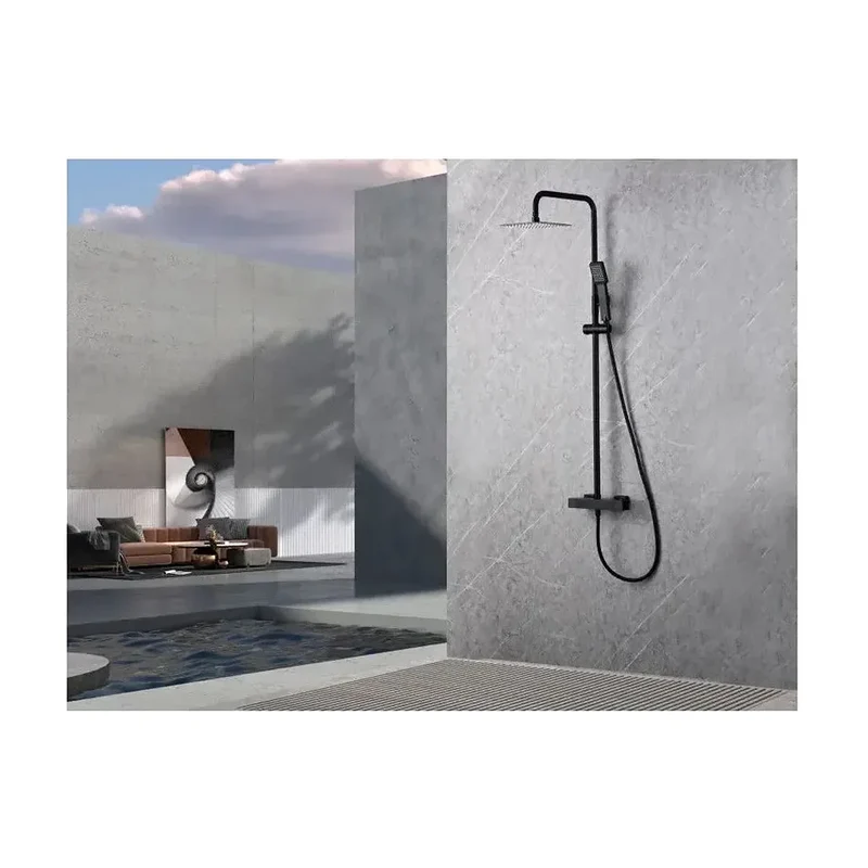 Barra de ducha termostática hecha de acero inoxidable con acabado negro mate Art de Imex