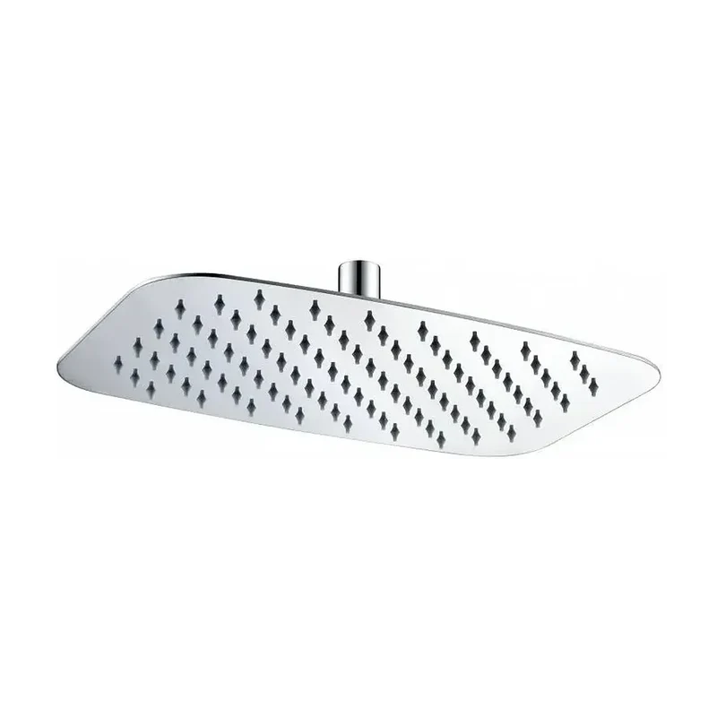 Rociador rectangular para ducha con un diseño extraplano fabricado en acero inoxidable con acabado cromado de Imex