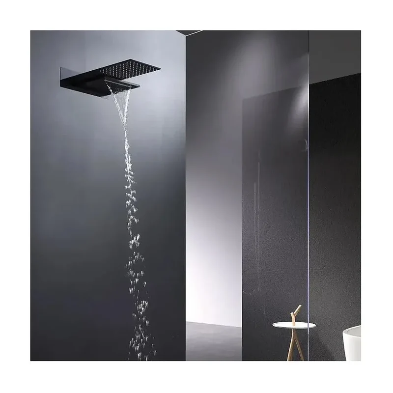 Rociador para ducha de forma rectangular con 2 funciones de color negro mate de Imex