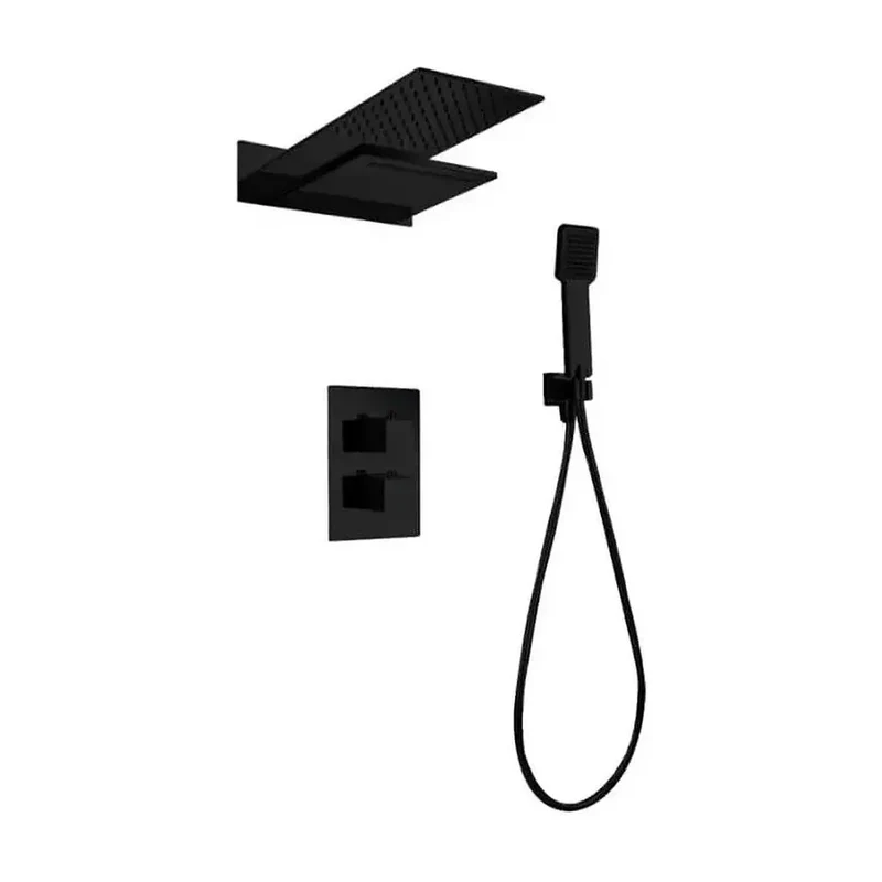 Rociador para ducha de forma rectangular con 2 funciones de color negro mate de Imex