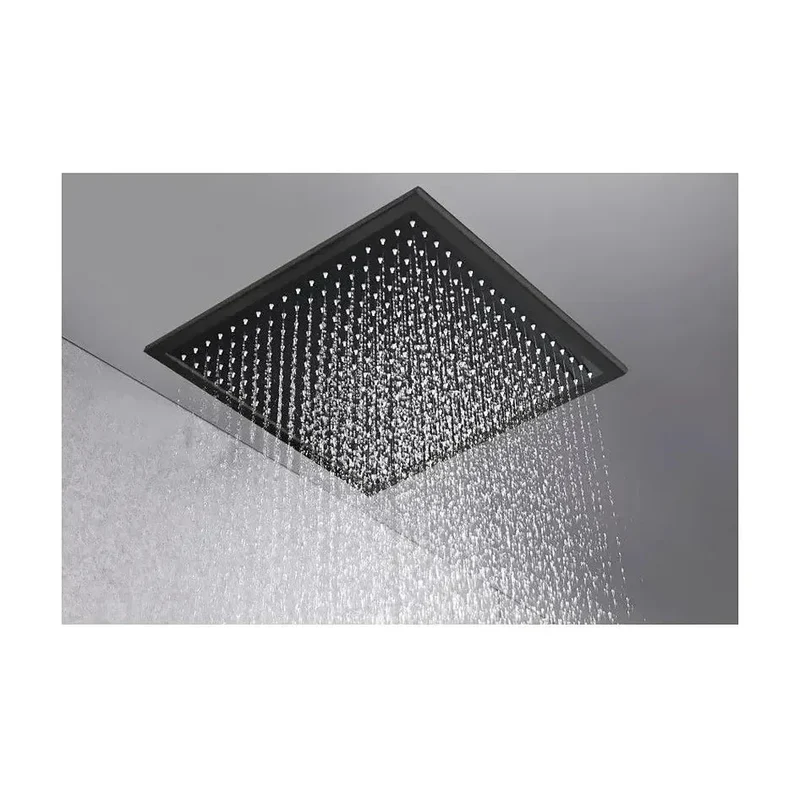 Rociador para ducha cuadrado de diseño moderno y extraplano de acabado negro mate 30x30 de Imex