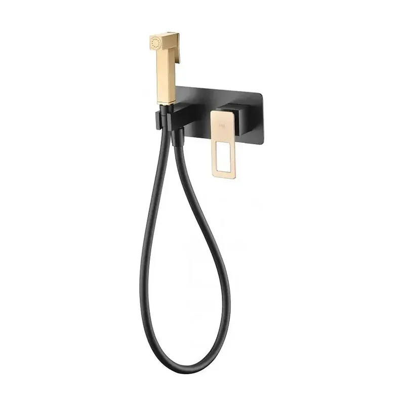 Ducha higiénica con un grifo monomando de diseño moderno en color negro oro Suecia de Imex
