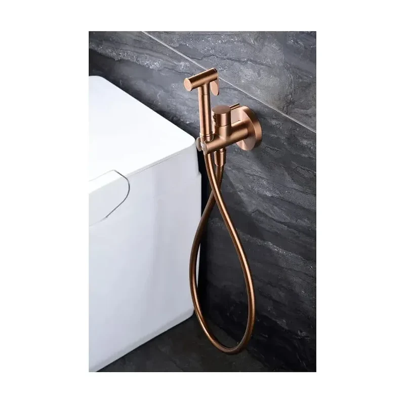 Ducha higiénica empotrada y monomando con acabado en color oro rosa cepillado Munich de Imex