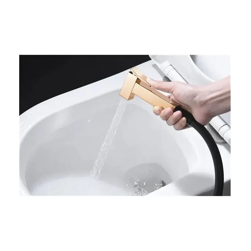 Ducha higiénica con grifo monomando fabricado en latón de acabado negro mate y oro rosa Suecia de Imex