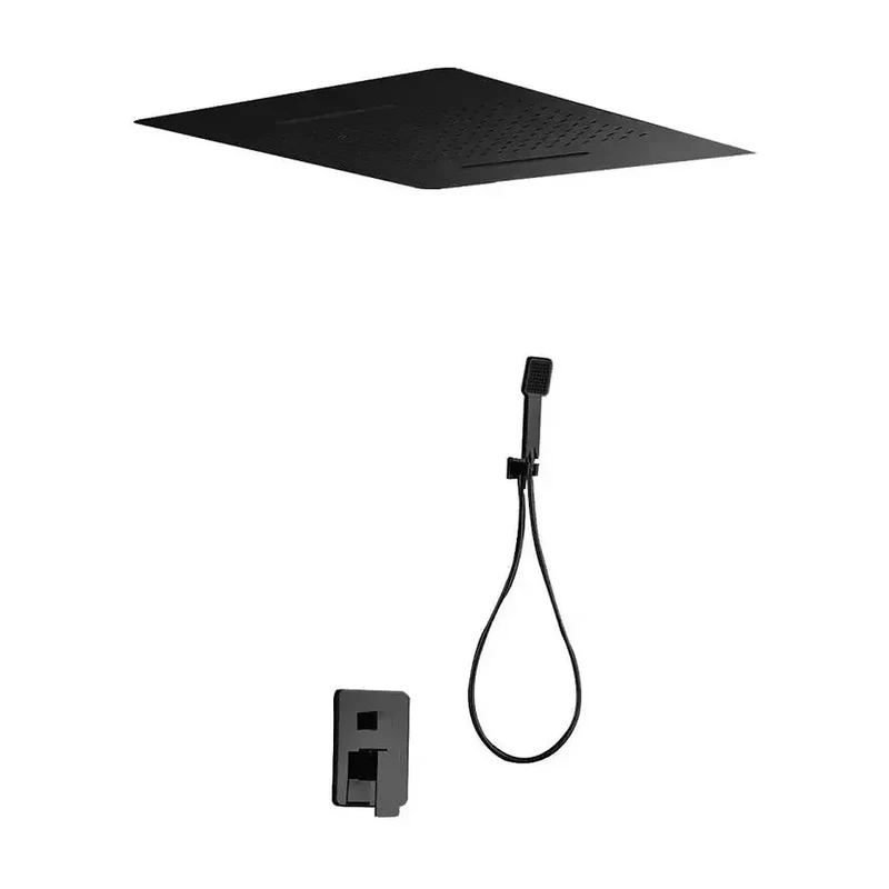 Conjunto de ducha monomando con un diseño moderno en color negro mate Sumatra de Imex