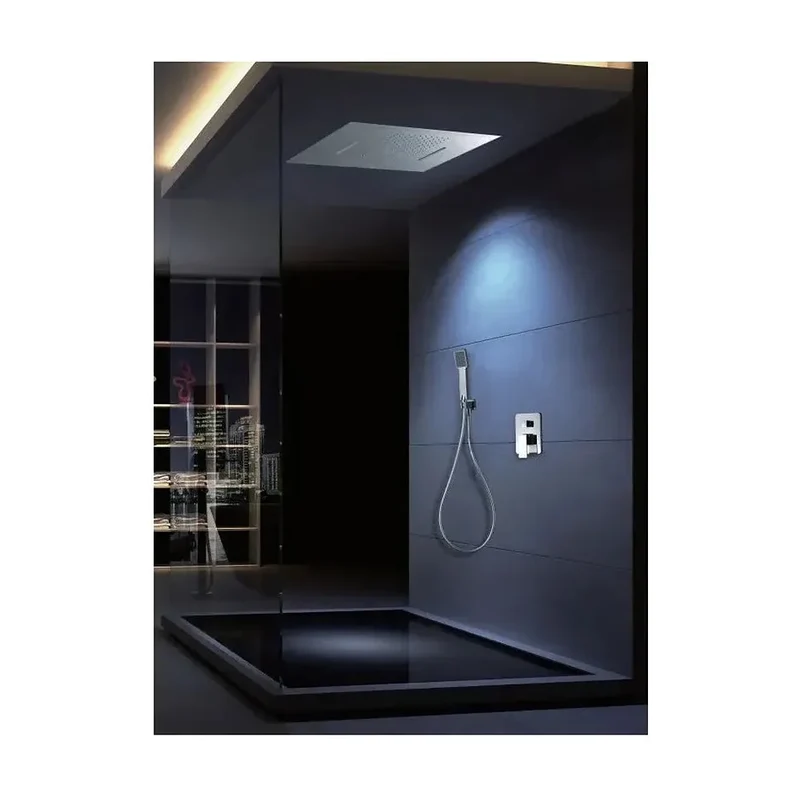 Kit para ducha monomando de pared con un rociador extraplano de acabado cromado Sumatra de Imex