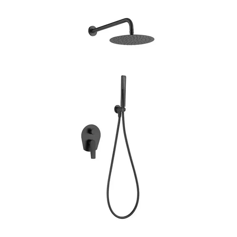 Conjunto de ducha monomando empotrado con mango y rociador acabado negro mate Delos de Imex