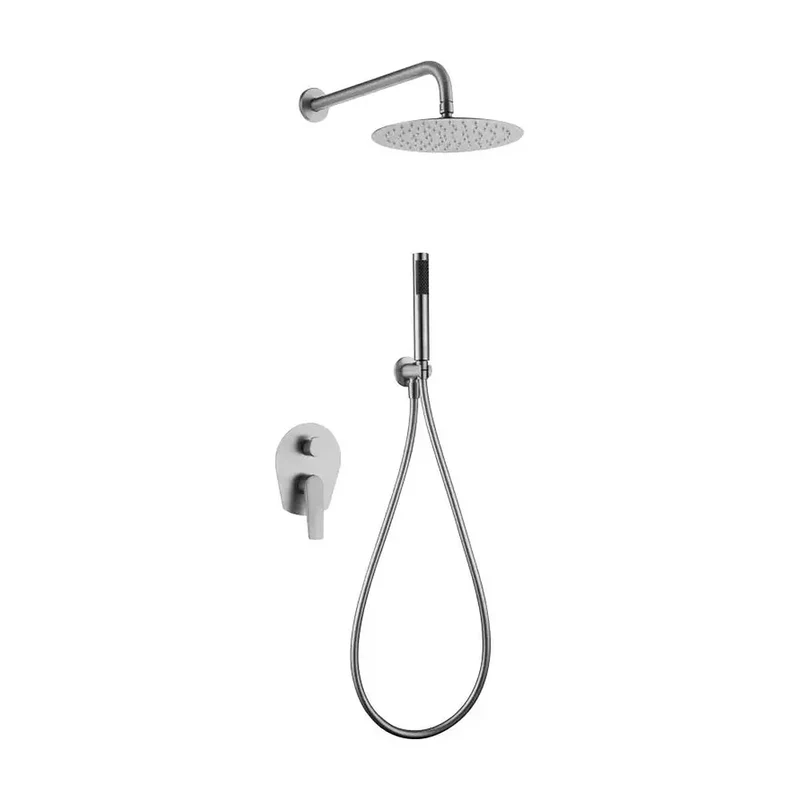 Conjunto de ducha monomando empotrado de acero inoxidable acabado satinado Delos de Imex