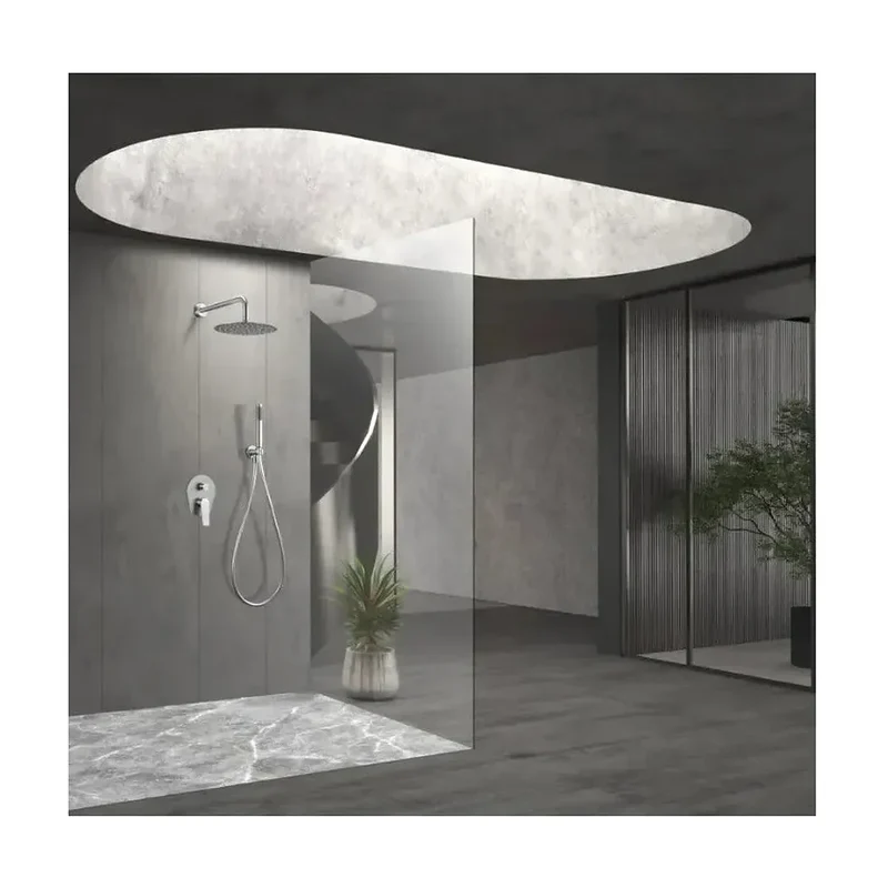 Conjunto de ducha monomando empotrado de acero inoxidable acabado satinado Delos de Imex