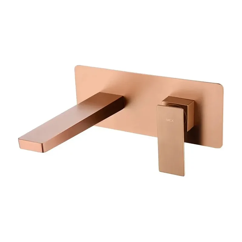 Grifo monomando empotrado para lavabo hecho de latón con acabado oro rosa cepillado Pisa de Imex