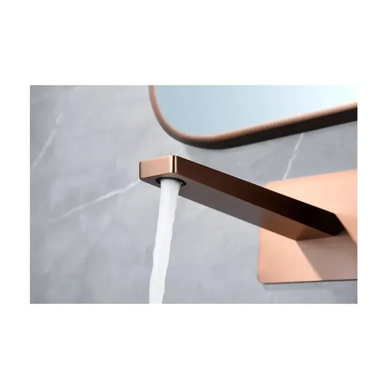 Grifo monomando empotrado para lavabo hecho de latón con acabado oro rosa cepillado Pisa de Imex