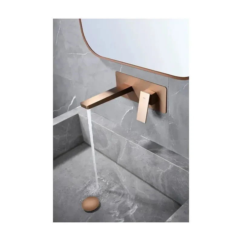 Grifo monomando empotrado para lavabo hecho de latón con acabado oro rosa cepillado Pisa de Imex
